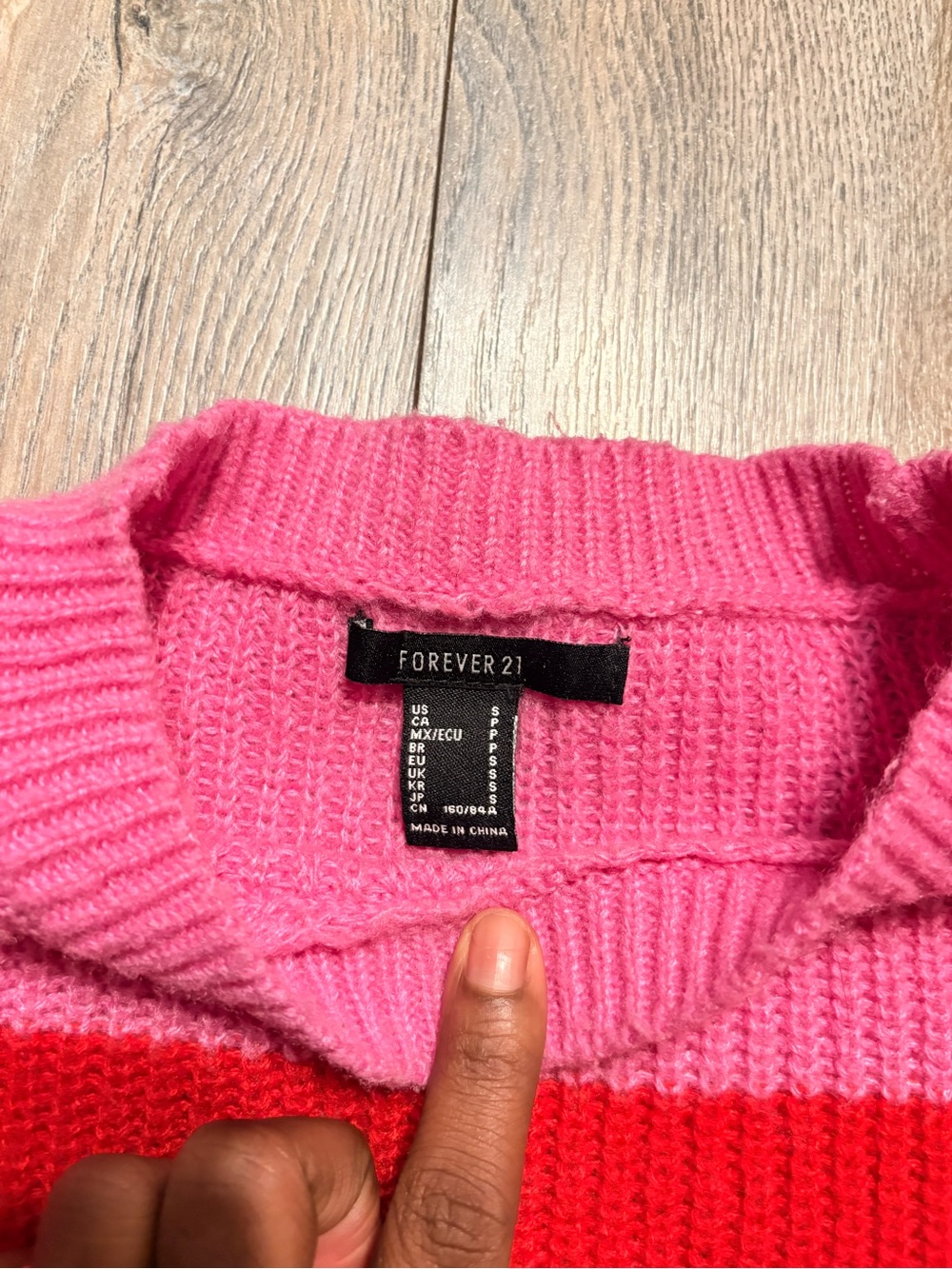 Forever 21 Pink and Red Wide Striped Sweater - Picture 4 of 5